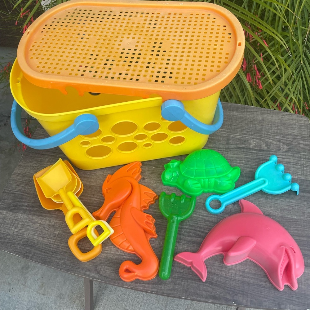 Colorful Beach Toy Set with Basket